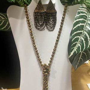 Moving Sale - Copper Glass Bead Necklace and Beaded Earrings